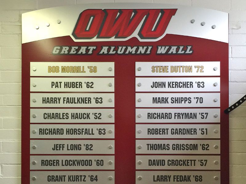pro series great alumni wall ohio wesleyan university owu