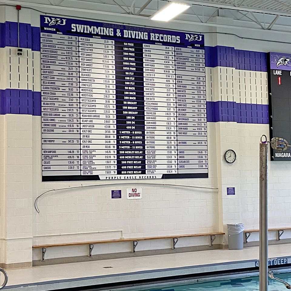 northwestern university swimming record board pool natatorium