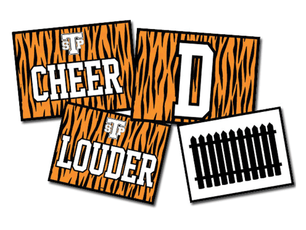 cheer louder d fence tiger striped cheer signs