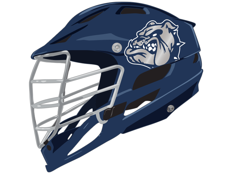 becker lacrosse chrome bulldog on blue lacrosse helmet