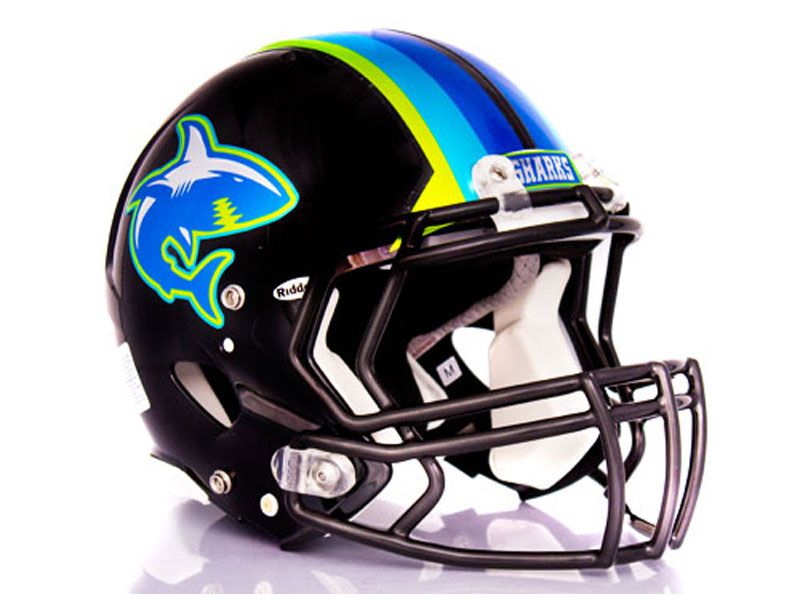 chrome shark helmet decal kits green blue on black football helmet
