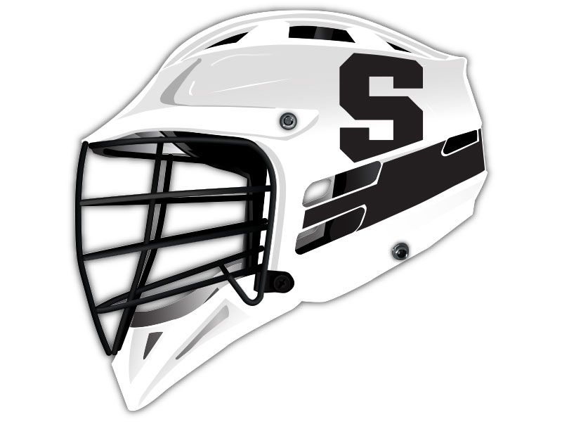 black S lacrosse decal white helmet