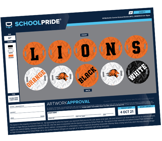  schoolpride® lions round cheer signs artwork proof
