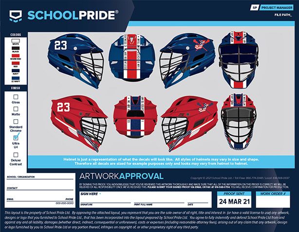lacrosse helmet decal proof SchoolPride®