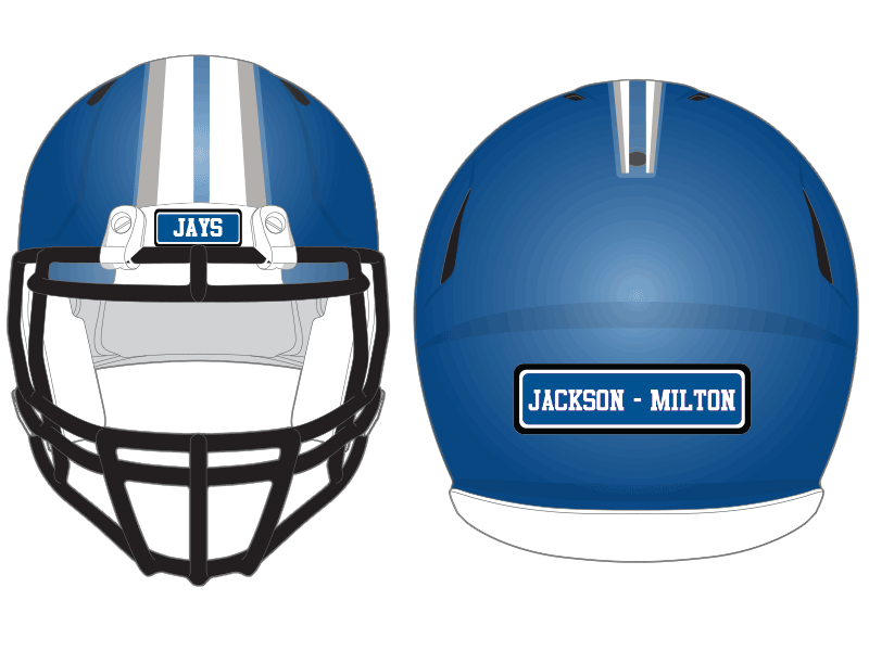 bronco style stripe on blue football helmet