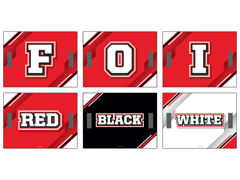 F-O-I red black whtie cheer cards