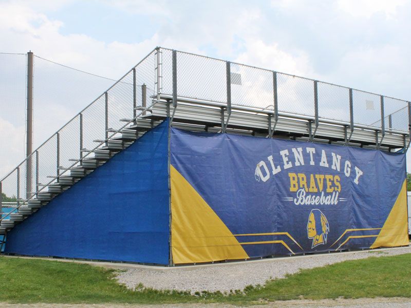 Olentangy bleachers with printed mesh banner