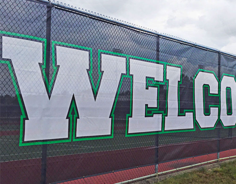 printed mesh fence banner