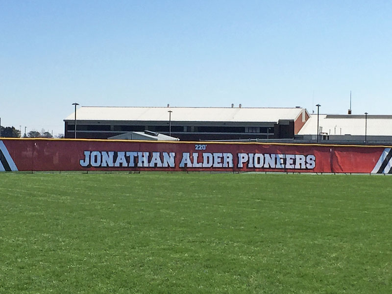 baseball field mesh fence banner
