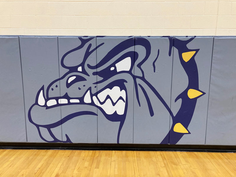 Bulldog Mascot printed on a gray wall pad