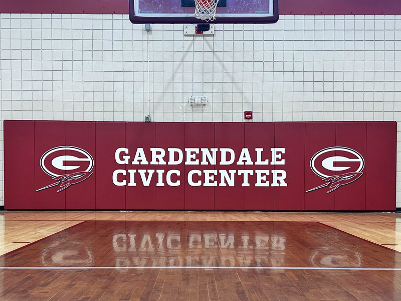 Gardendale Civic Center Custom Wall Pads installed in Gym