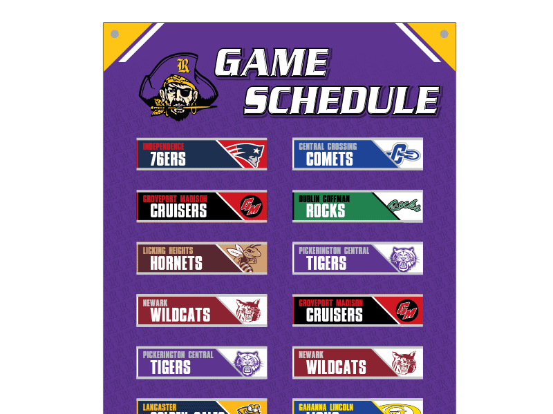 game schedule nameplate board