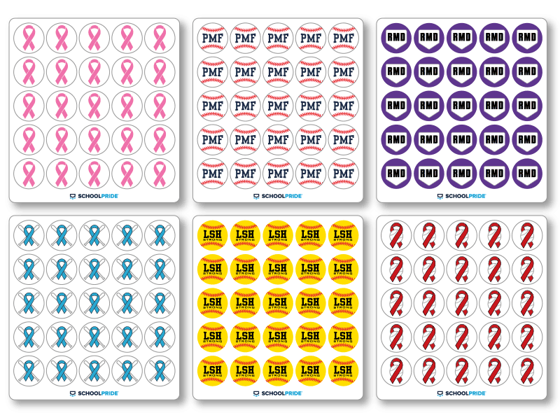 examples of full sheets ribbon decals and memorial stickers