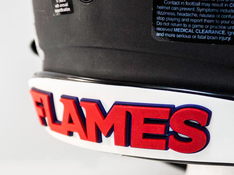 flames 3d back bumper on football helmet riddell speedflex helmet