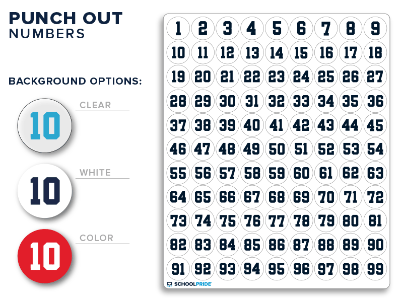  punch out numbers for football helmets