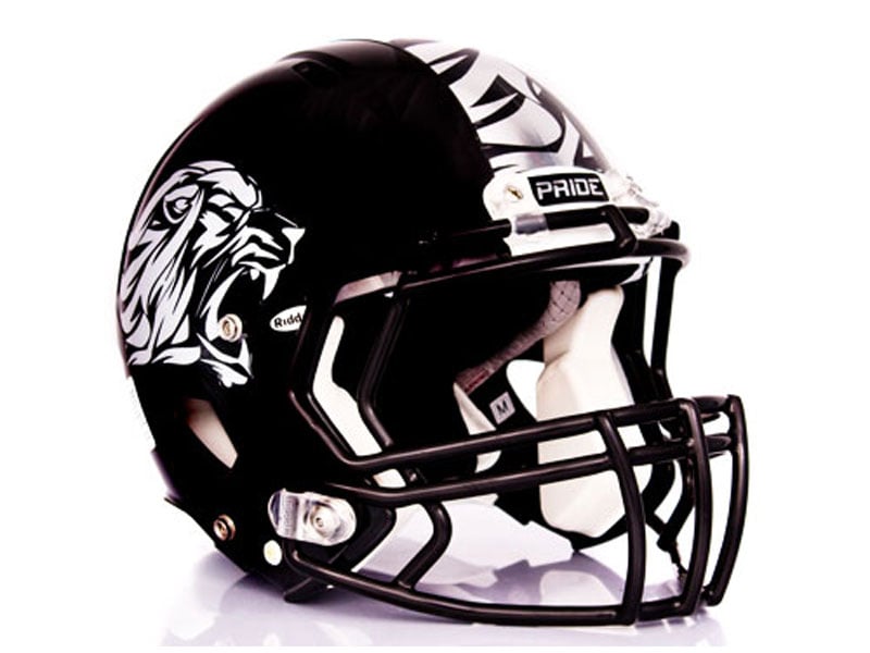 Tapered lion football helmet decal kit