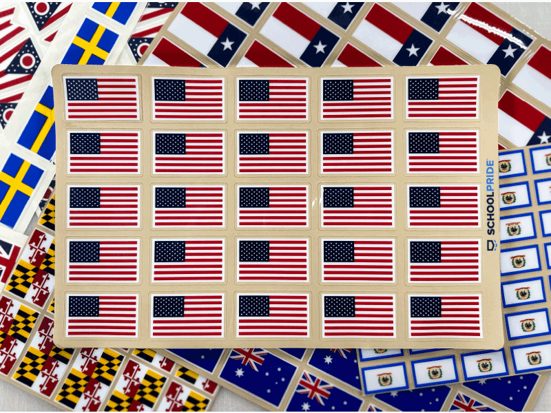 americans flag helmet sticker with helmet