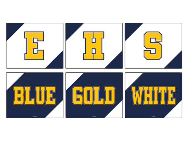 ehs blue gold white cheerleading signs