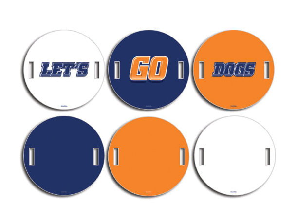 let's go dogs round cheerleading signs with handles
