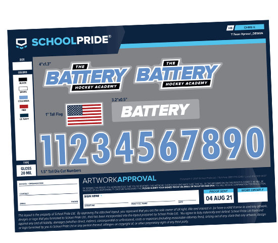 schoolpride® battery hockey decal artwork proof