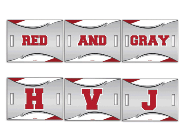 hvj red and gray cheer slgns with handles
