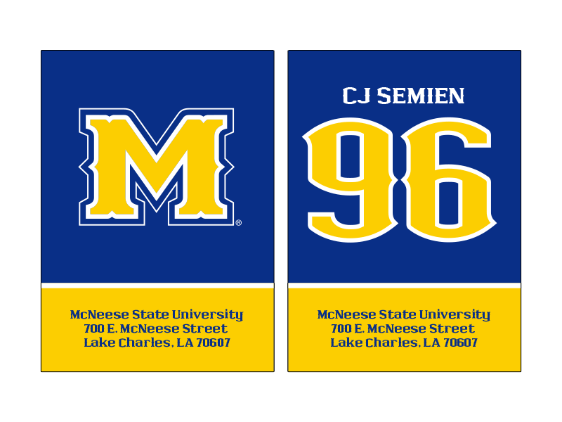 front and back of bag tags for athlete travel