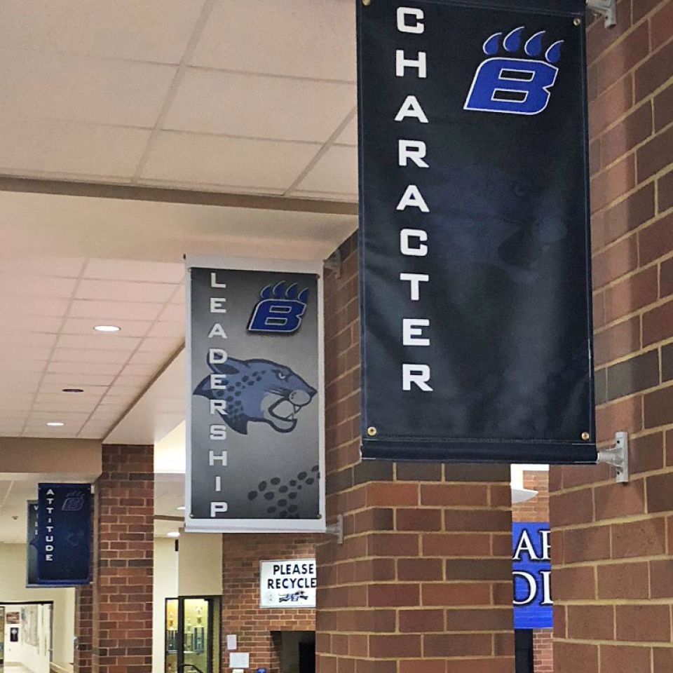 Hilliard Bradley Boulevard banners school hallway