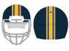 yellow single color wide stripe with clear areas on blue football helmet