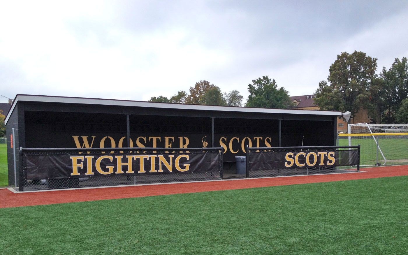 custom printed mesh for college of wooster dug out