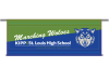 marching band banner two tone green and blue