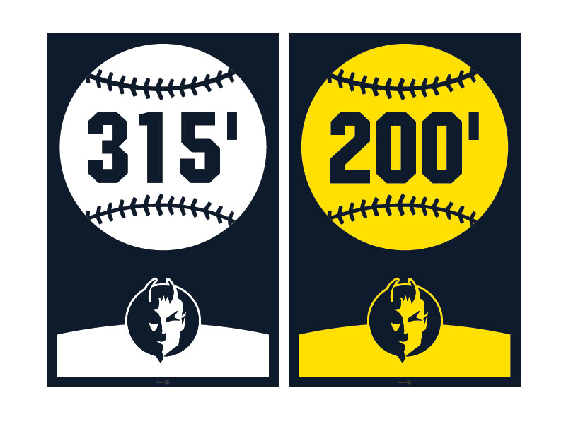 315' and 200' baseball and softball fence distance markers