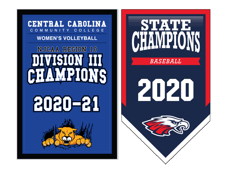 custom vinyl championship banner for high school gym for volleyball & baseball
