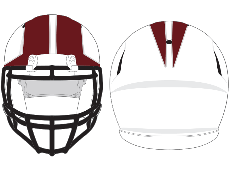 warrior style maroon stripe on white football helmet