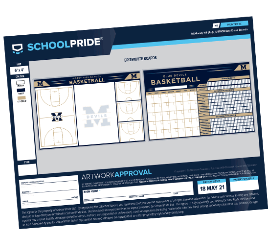 schoolpride&reg; basketball court board proof