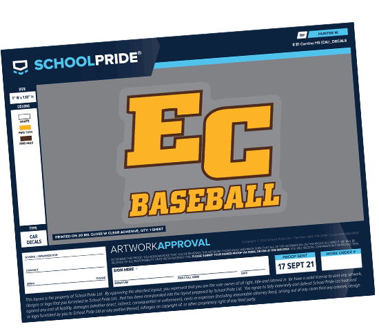 schoolpride® ec baseball static cling artwork proof