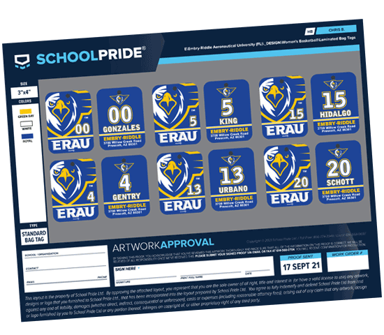schoolpride® bag tag artwork proof