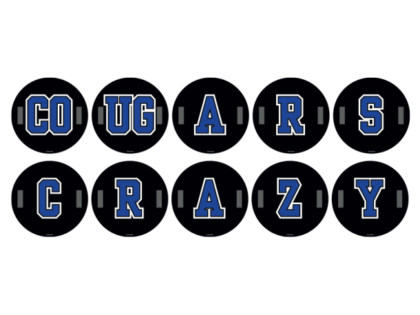 cougars crazy round cheer signs with handles
