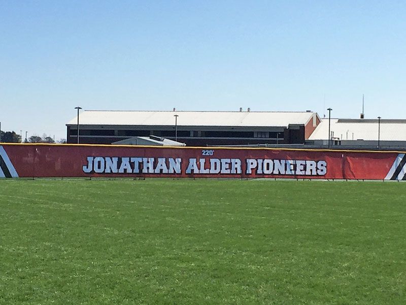 baseball field mesh fence banner