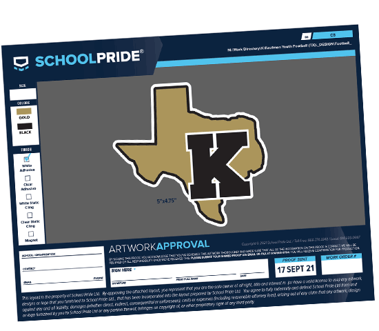 schoolpride&reg; k texas car magnet artwork proof