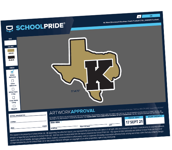schoolpride® k texas car magnet artwork proof