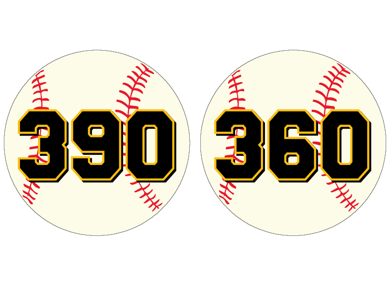 390' and 360' baseball fence distance markers