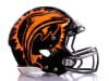 oversized dolphin football helmet decal on black helmet