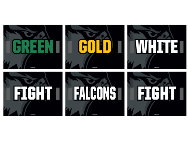 green gold white fight cheer cards
