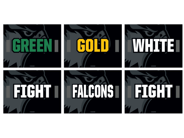 green gold white fight cheer cards