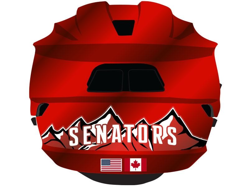 senators mountainscape back and neck lacrosse decals red helmet