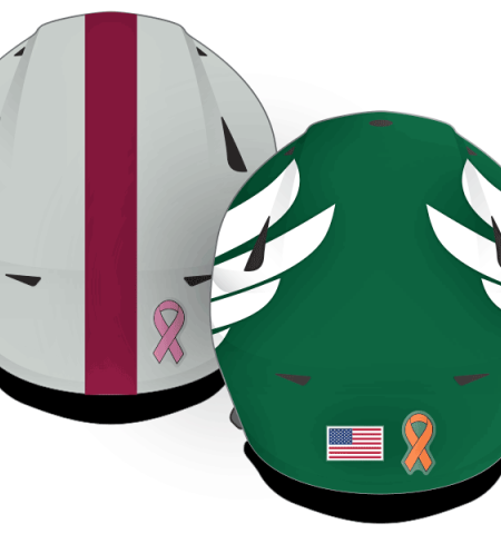 Football Helmets with Support Ribbon Decals