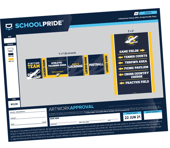 schoolpride® college sign layout
