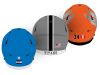flag football helmet decals on three helmets