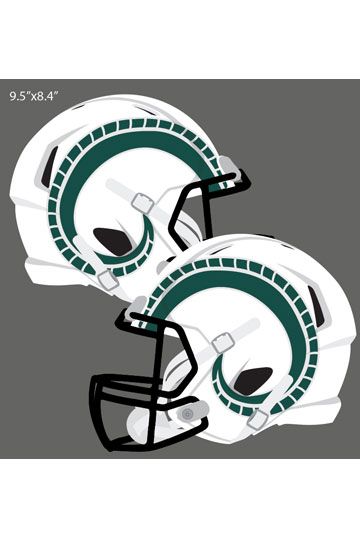 green ram horn decals on white football helmet