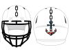 chain and anchor stripe on white football helmet